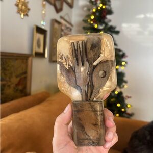 Wooden Utensil Resin Paperweight or Spoon Rest